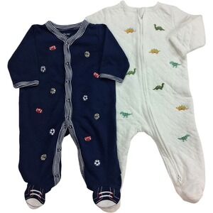 Little Me Baby Boy Outfit Lot 3 6 Mos Sports Dinosaurs Quilted Footed 2pc